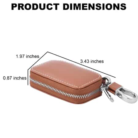 Brown Square-Shaped Genuine Leather Bag With Swivel Metallic Snap Hoop, Zipper Closure, and Key-ring For Car Keys, Remote image number 2