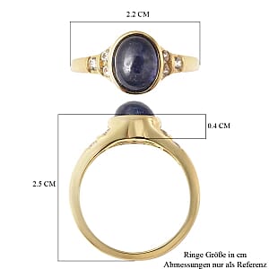 Masoala Sapphire (D) and White zircon 3.63 ctw Ring in 14K YG Plated Sterling Silver (Size 8)