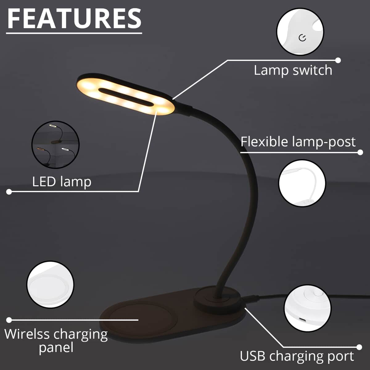 White Flexible and Wireless 2 in 1 Led Lamp with USB Cable and 3 Different Light Mode image number 2