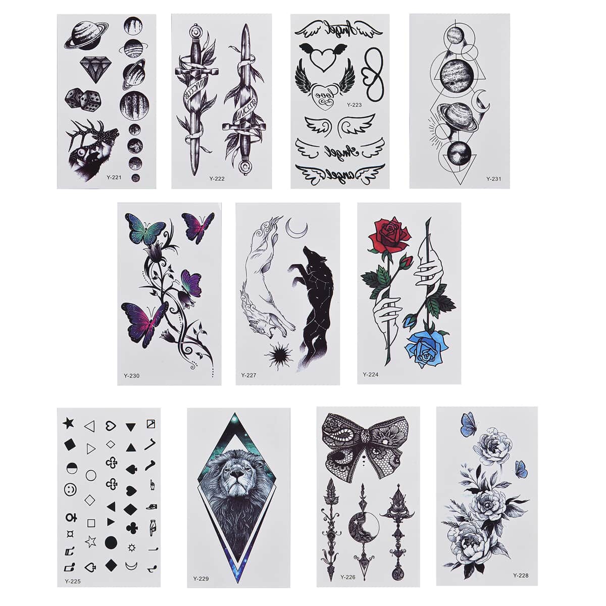 42 Sheets Multi Color Animal and Sky Constellation Pattern 3D Temporary Tattoos Stickers (10 Large Stickers) and (32 Small Stickers) image number 4