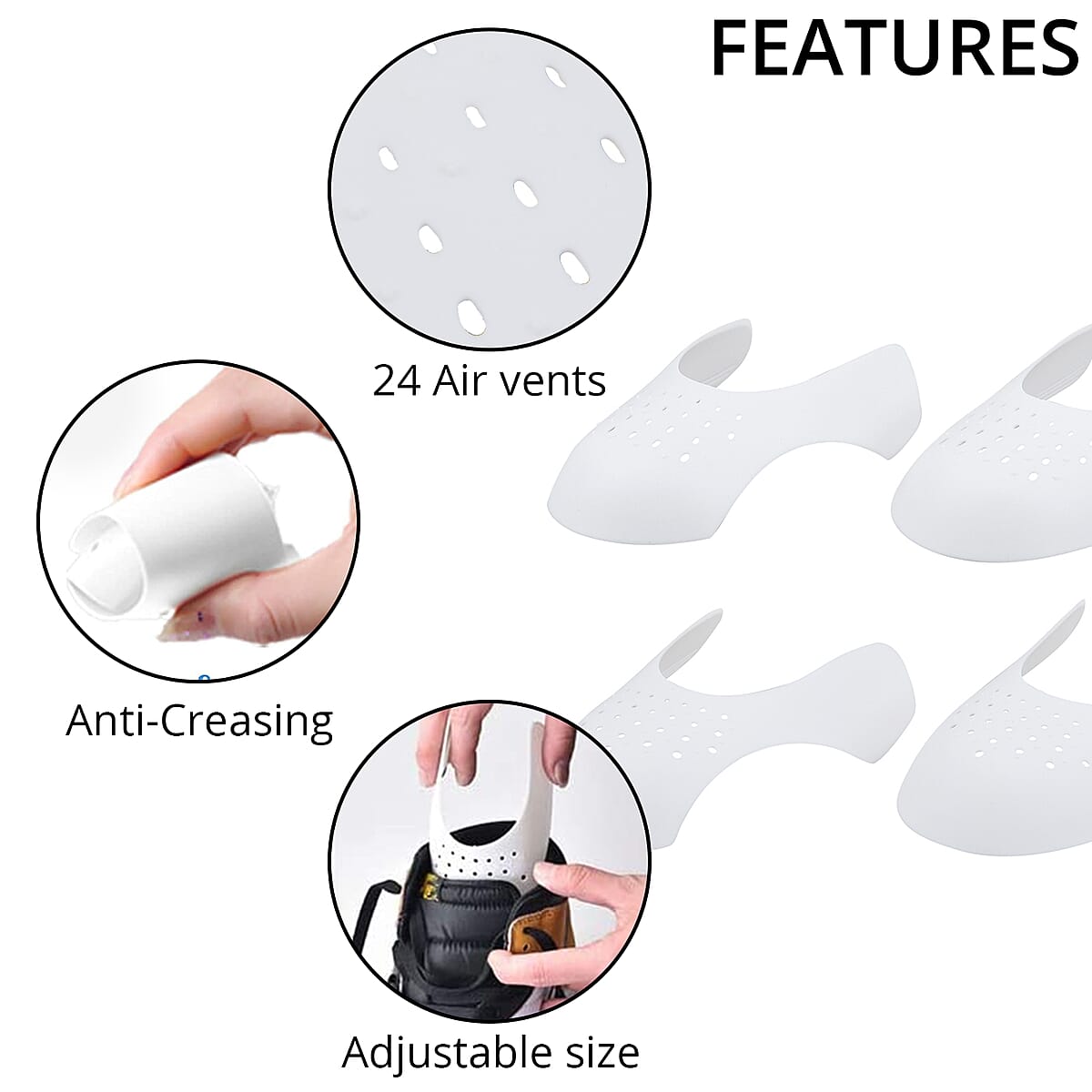 Set of 4 White Pairs Shoe Crease Protectors - Size S/L image number 2