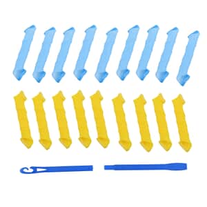 Yellow and Blue 18pcs Magic Leverage with 2pcs Styling Hooks for Curling Hair