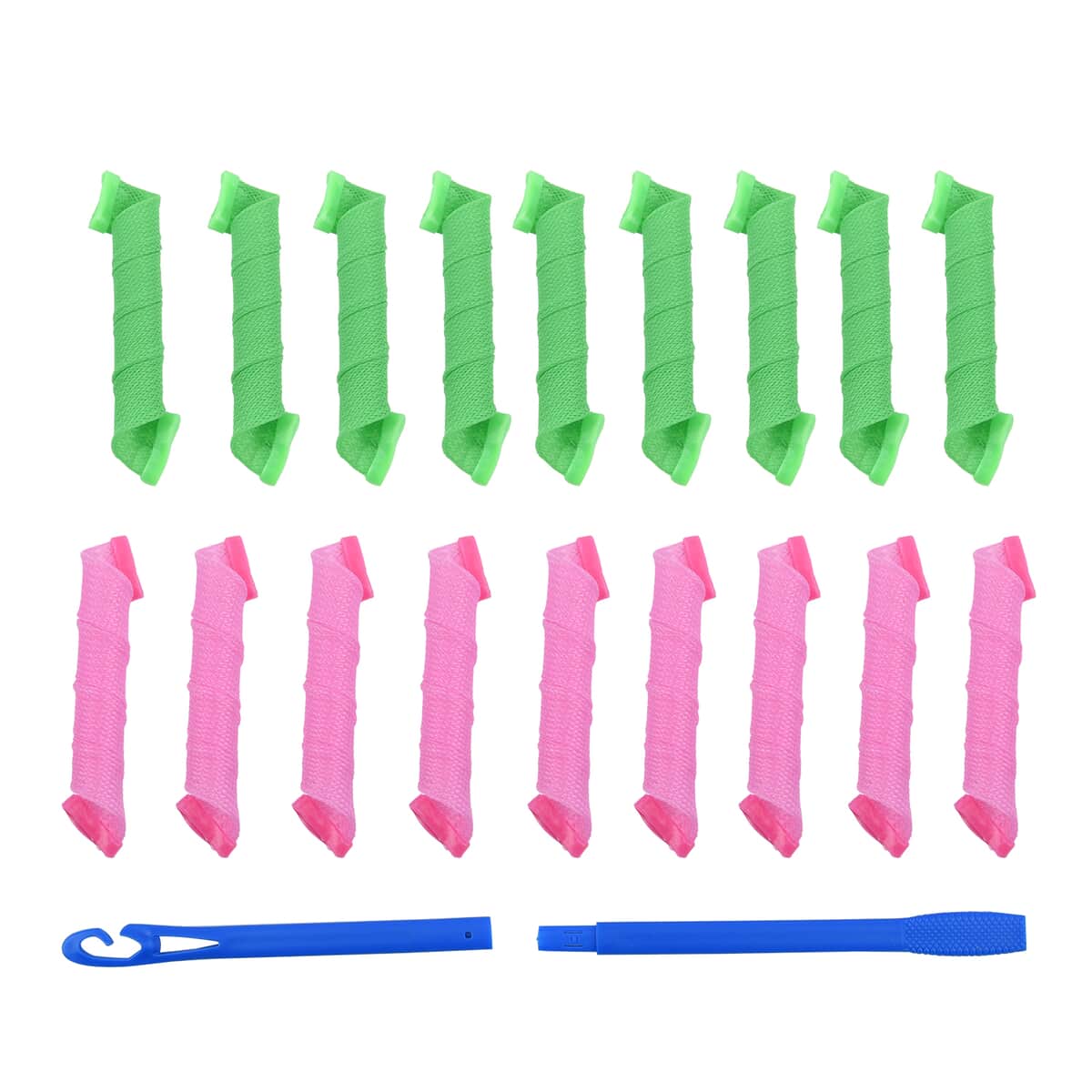 Pink and Green 18pcs Magic Leverage with 2pcs Styling Hooks for Curling Hair  image number 0