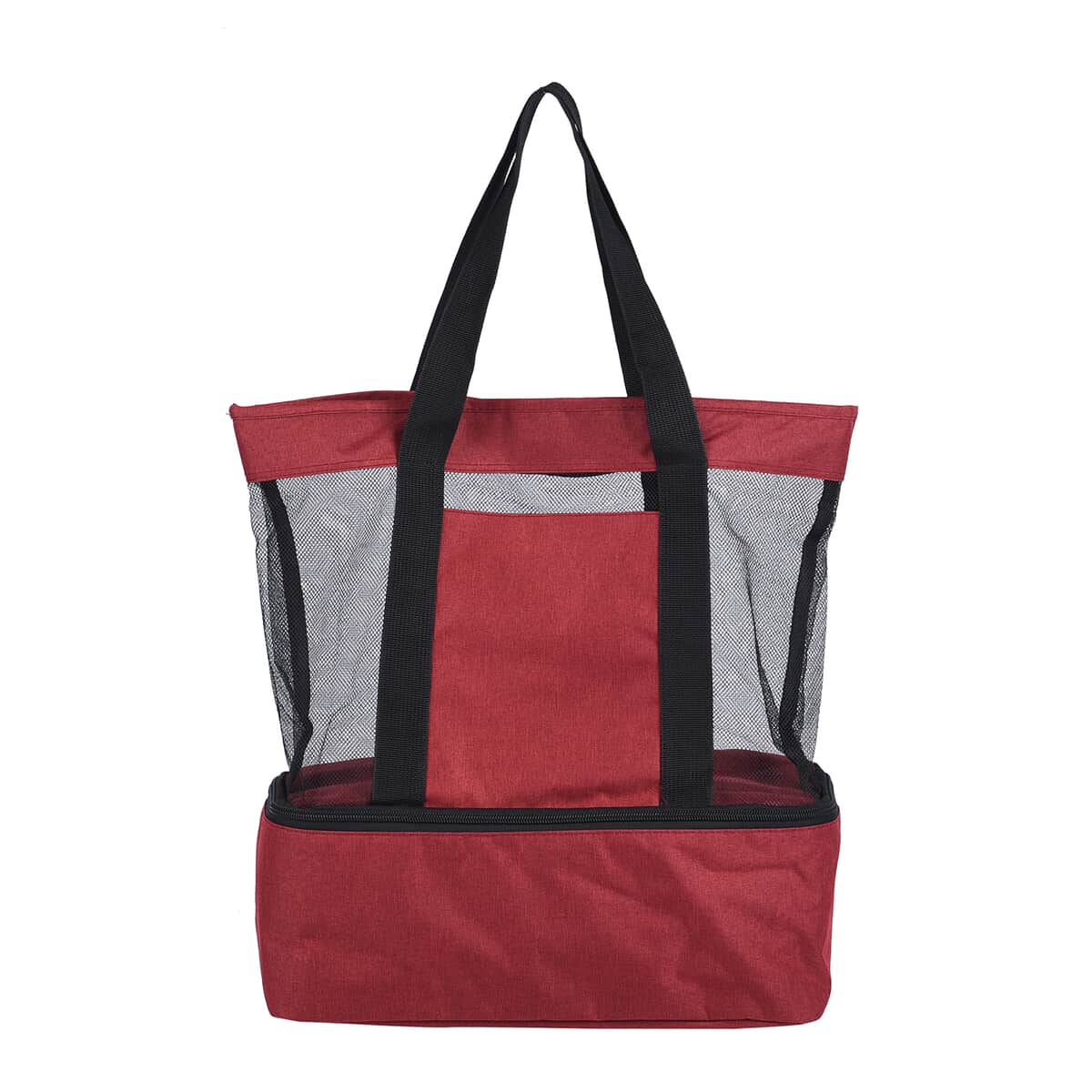 Wine Red Terylene 2 Tier Shopping Bag with Double Handles (14.57"x5.91"x16.54") image number 0