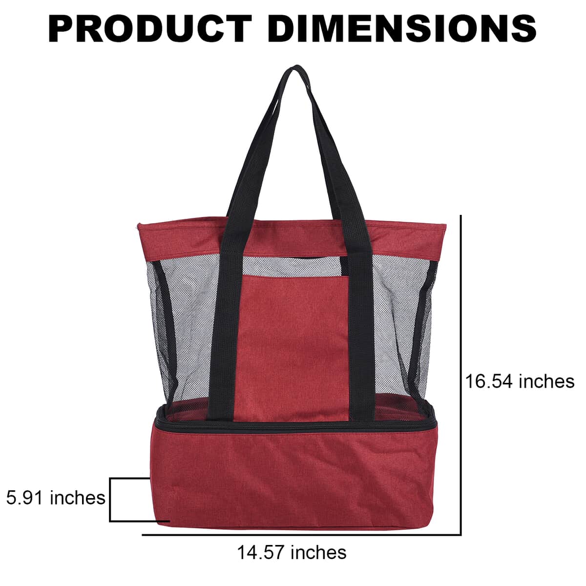 Wine Red Terylene 2 Tier Shopping Bag with Double Handles (14.57"x5.91"x16.54") image number 2