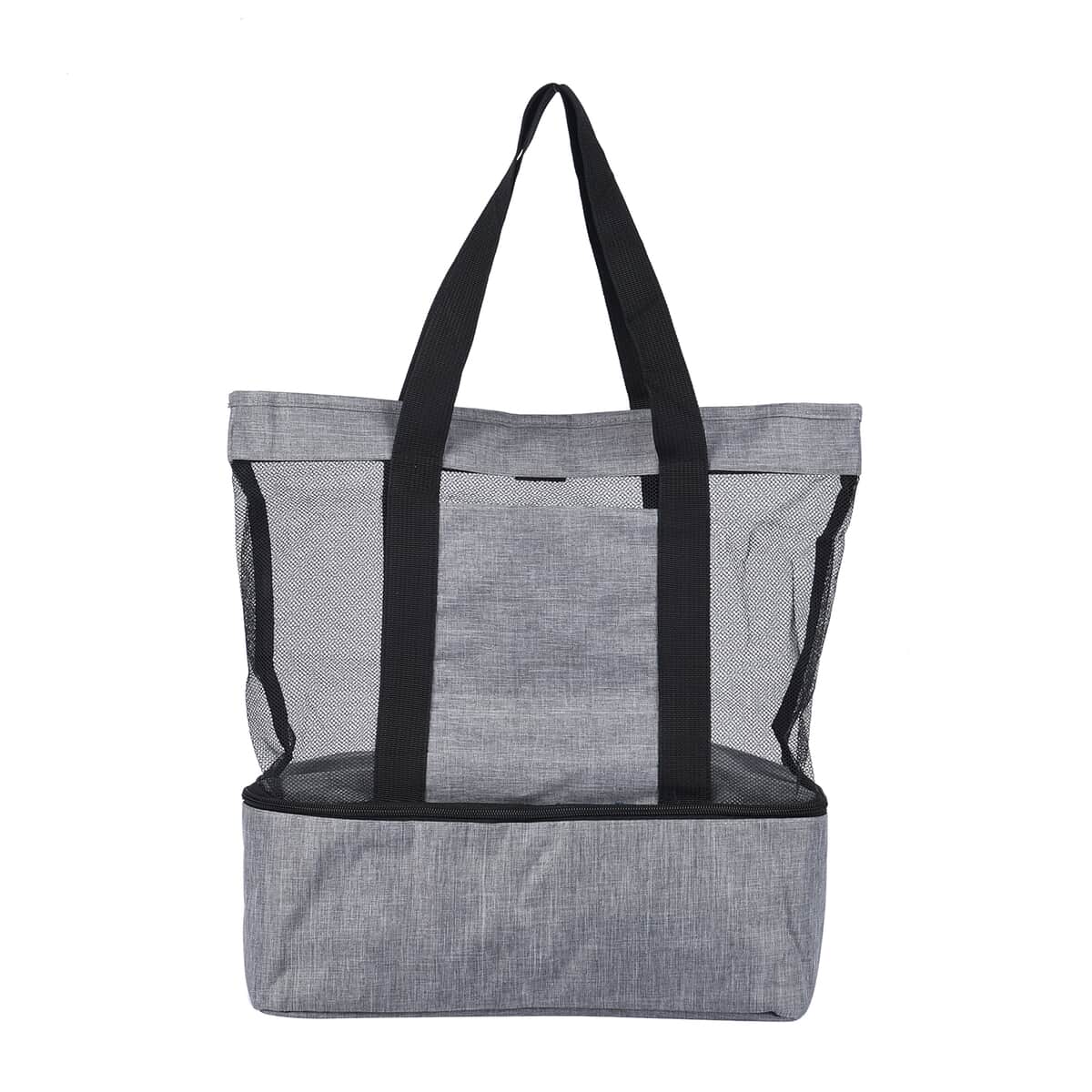 Gray Terylene 2 Tier Shopping Bag with Double Handles image number 0