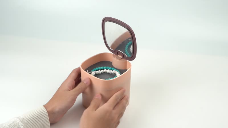 White 4 Layer Rotating Storage Organizer with Mirror (4.33"x4.33"x4.72")