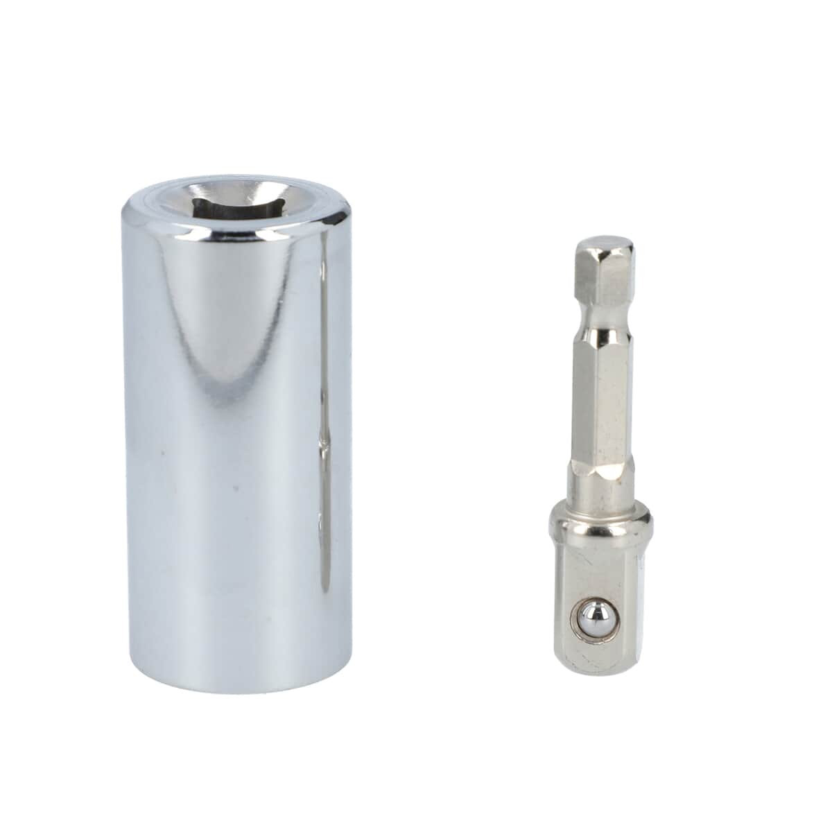 Set of 2 Universal Socket (2.05"x0.98") with Drill Adapter (1.97"x0.39"x0.25") in Stainless Steel - Silver Color image number 0