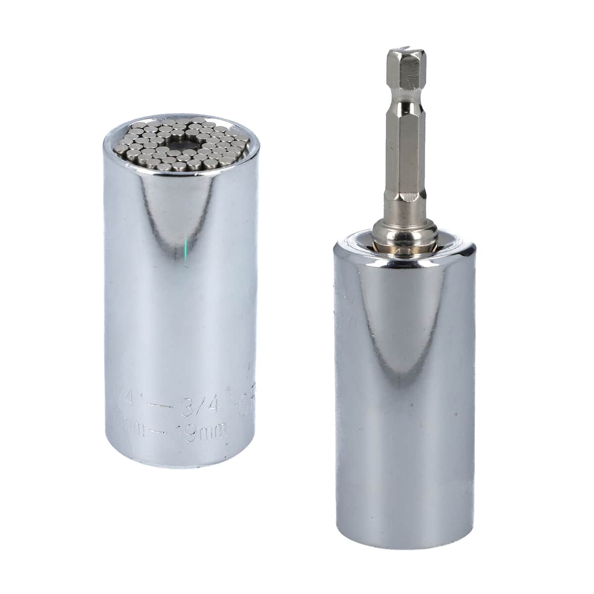 Set of 2 Universal Socket (2.05"x0.98") with Drill Adapter (1.97"x0.39"x0.25") in Stainless Steel - Silver Color image number 5
