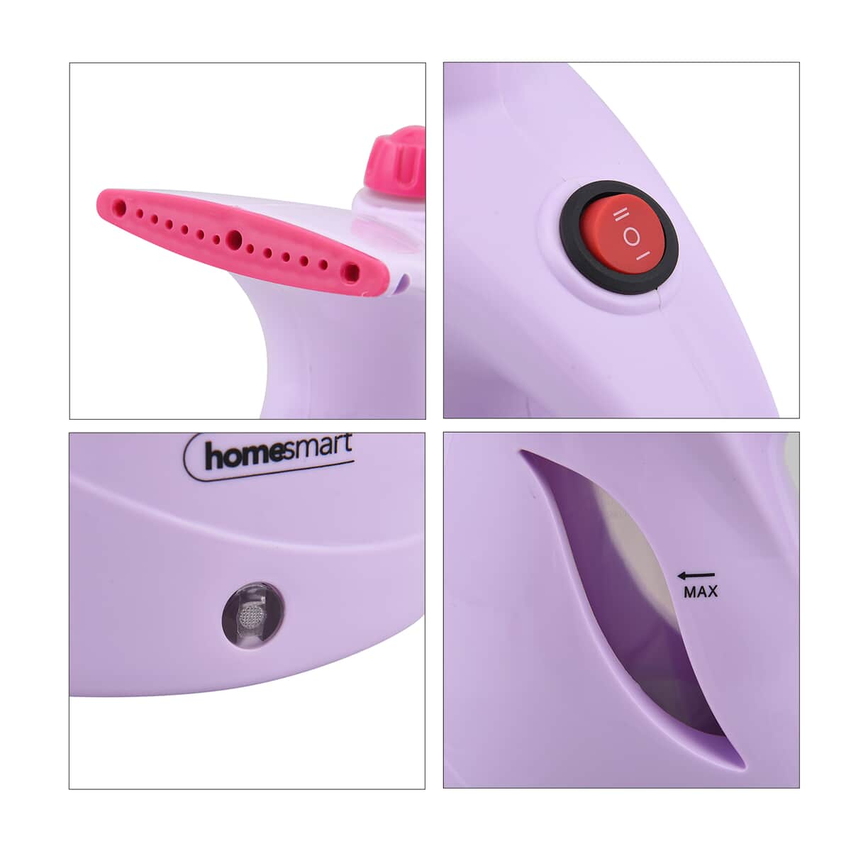 HOMESMART Pink Garment Steamer with Water Tank, Brush and Electrostatic Brush (3.54"x6.69"x8.46") (200ml) image number 5