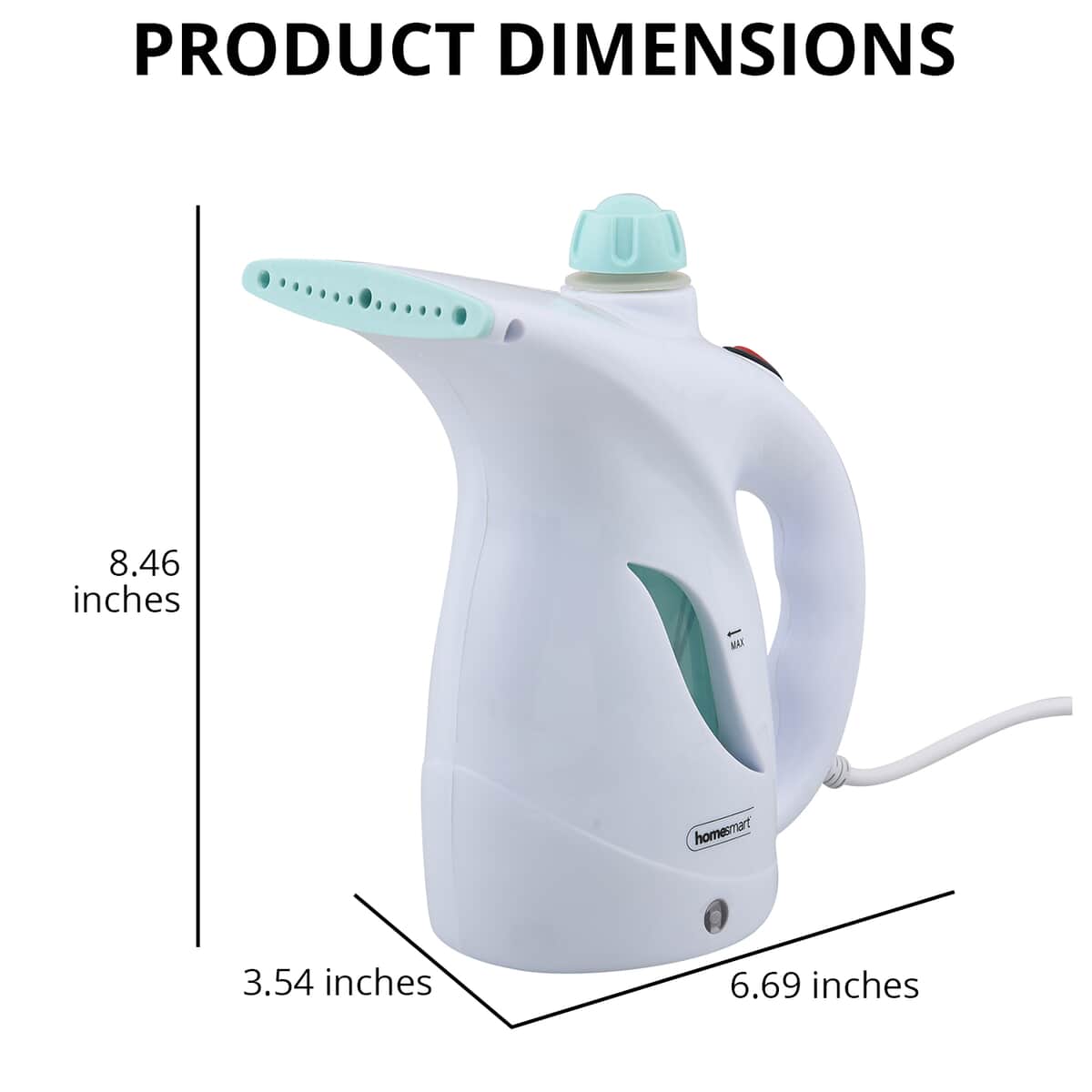 Homesmart White Garment Steamer with Water Tank, Brush and Electrostatic Brush image number 3