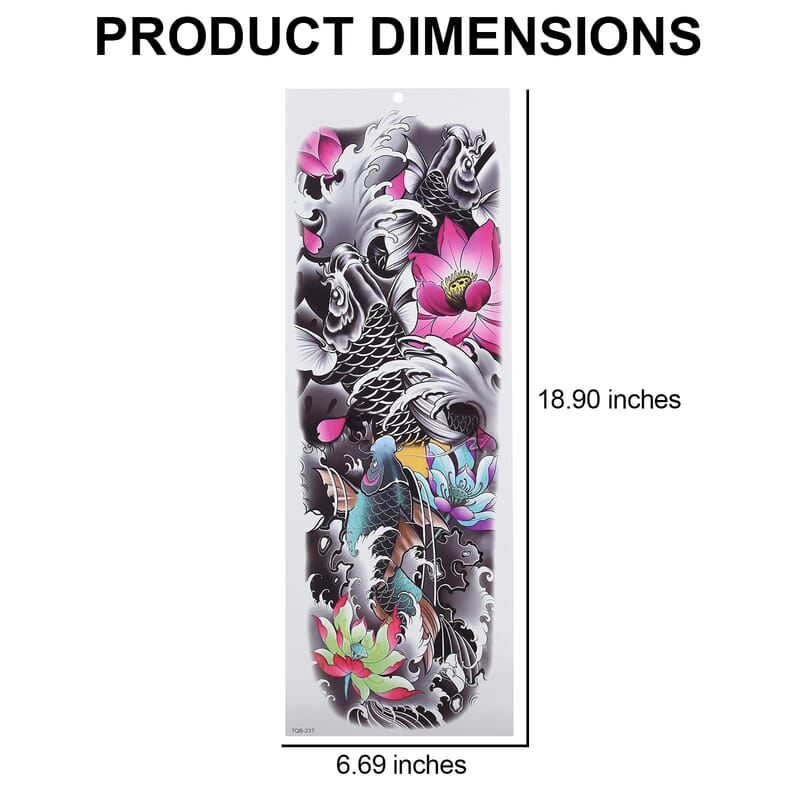 4 Sheets Floral and Dragon Pattern 3D Temporary Tattoo Stickers For Arms