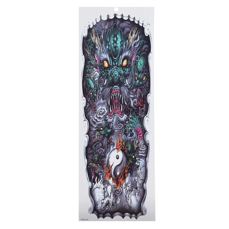 4 Sheets Floral and Dragon Pattern 3D Temporary Tattoo Stickers For Arms