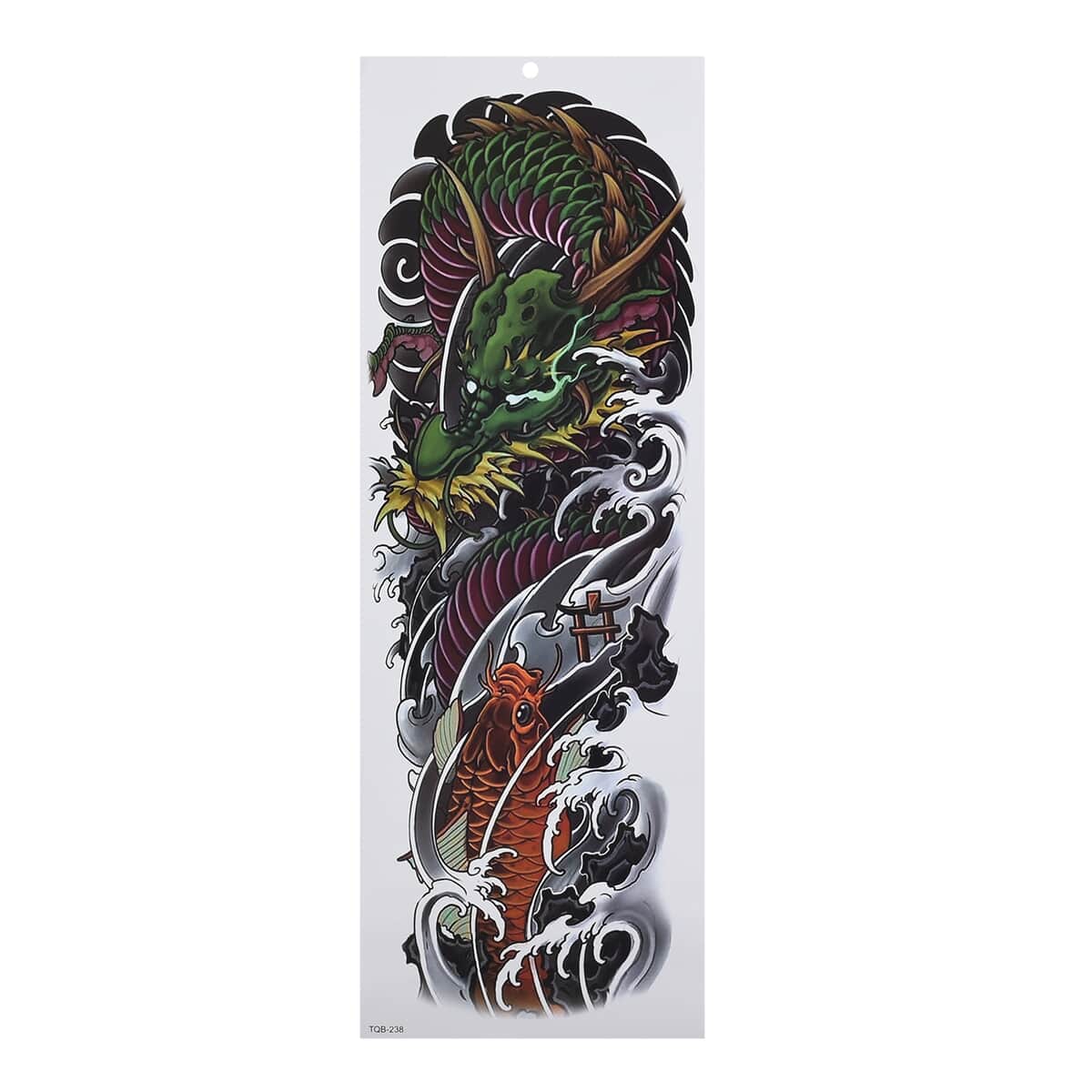 4 Sheets Floral and Dragon Pattern 3D Temporary Tattoo Stickers For Arms image number 6