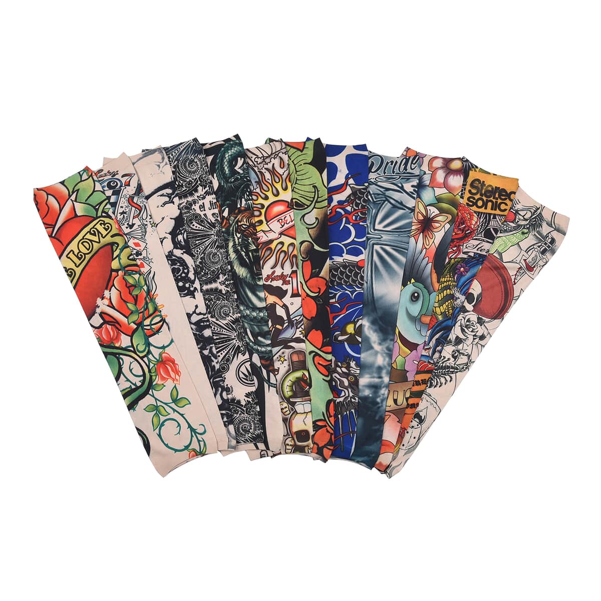 12 Pieces Set Dragon Pattern Temporary Tattoo Arm Sunscreen Sleeves (15.75"x3.35") image number 0