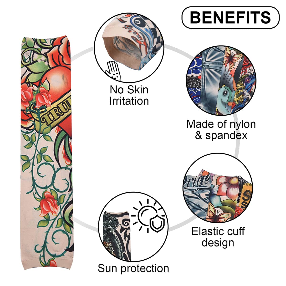 12 Pieces Set Dragon Pattern Temporary Tattoo Arm Sunscreen Sleeves image number 2