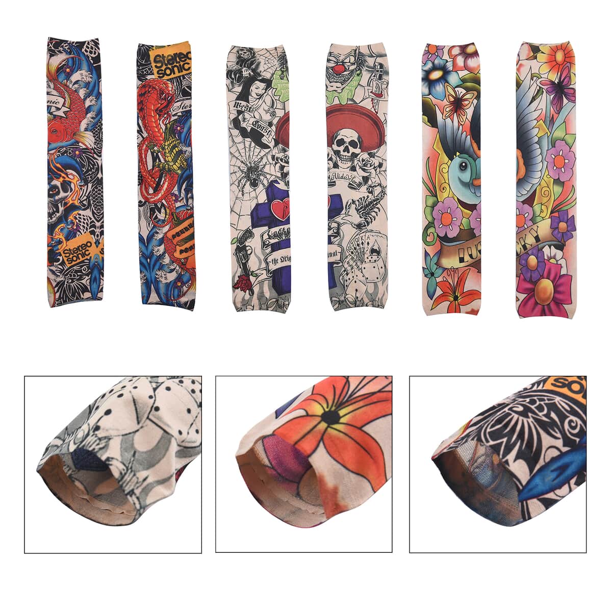 12 Pieces Set Dragon Pattern Temporary Tattoo Arm Sunscreen Sleeves (15.75"x3.35") image number 4