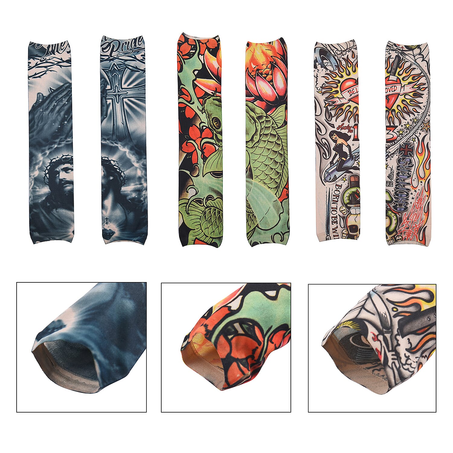 12 Pieces Set Dragon Pattern Temporary Tattoo Arm Sunscreen Sleeves