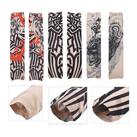 12 Pieces Set Skull Pattern Temporary Tattoo Arm Sunscreen Sleeves image number 5