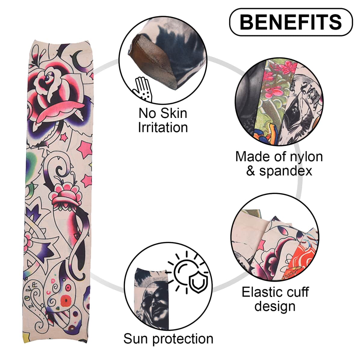 12 Pieces Set Floral Pattern Temporary Tattoo Arm Sunscreen Sleeves image number 2
