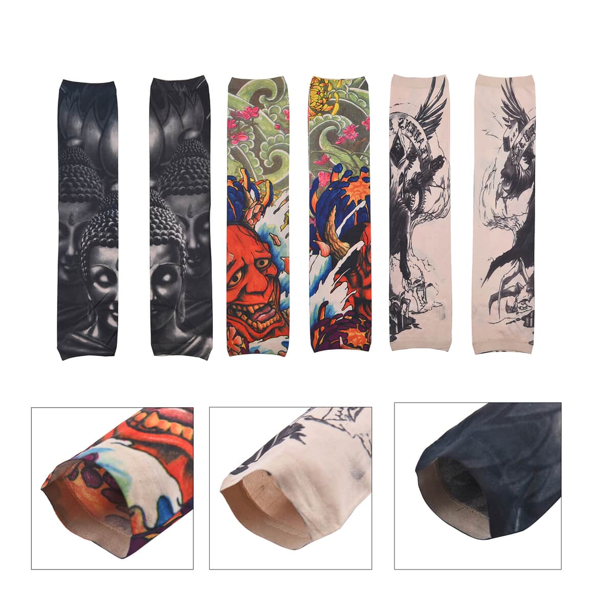 12 Pieces Set Floral Pattern Temporary Tattoo Arm Sunscreen Sleeves image number 5