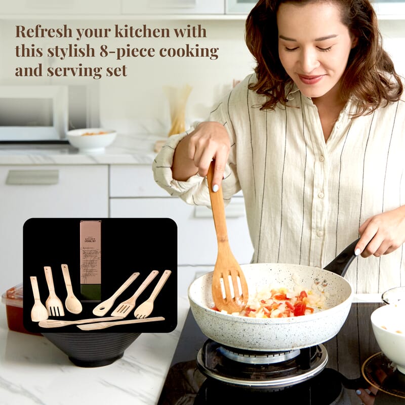 8pcs Bamboo Kitchen Utensil Set