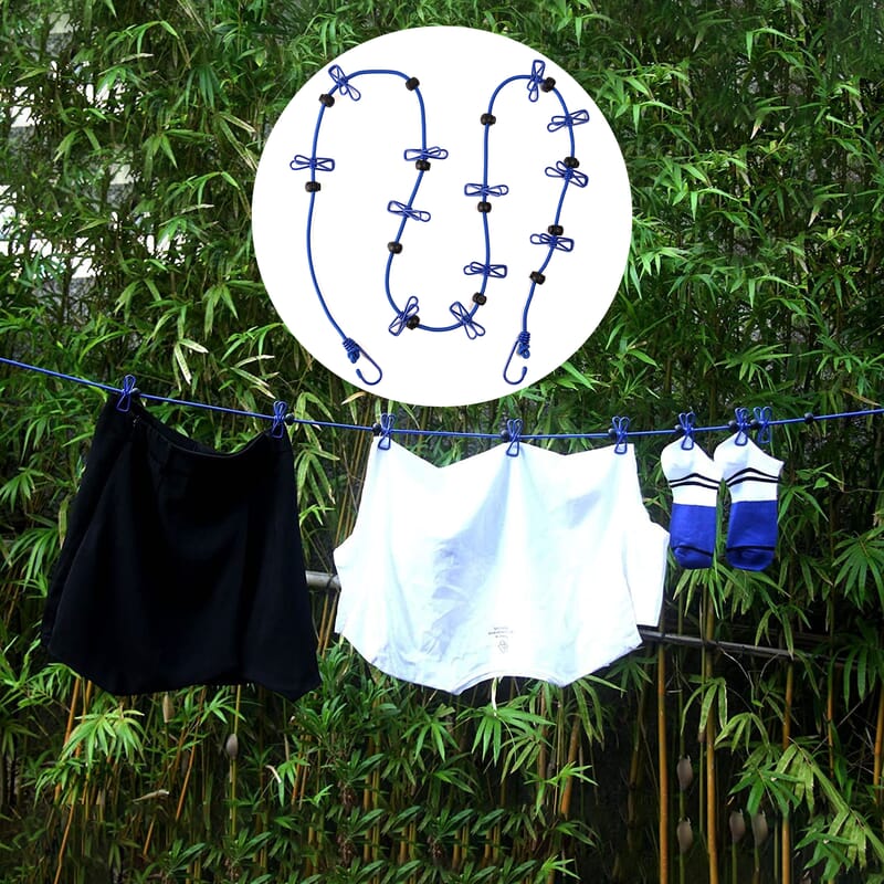 Blue 2 Pack Windproof 12-clip Clothesline