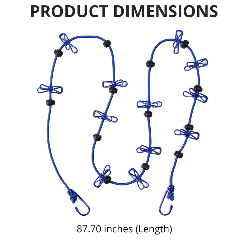 Blue 2 Pack Windproof 12-clip Clothesline