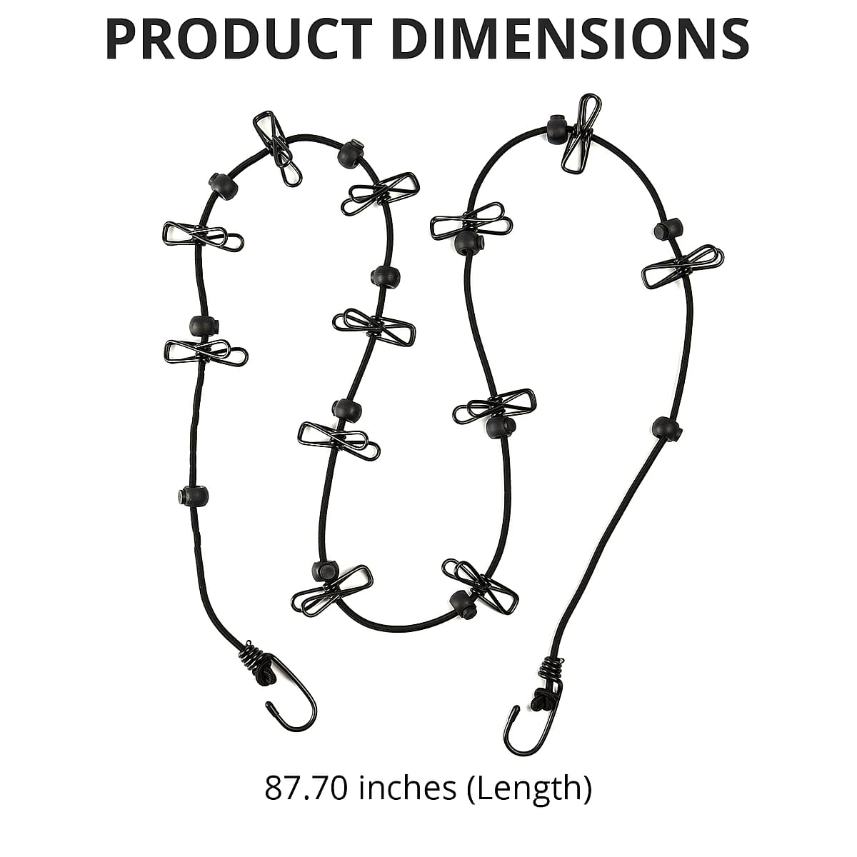 Black 2 Pack Windproof 12-clip Clothesline image number 3