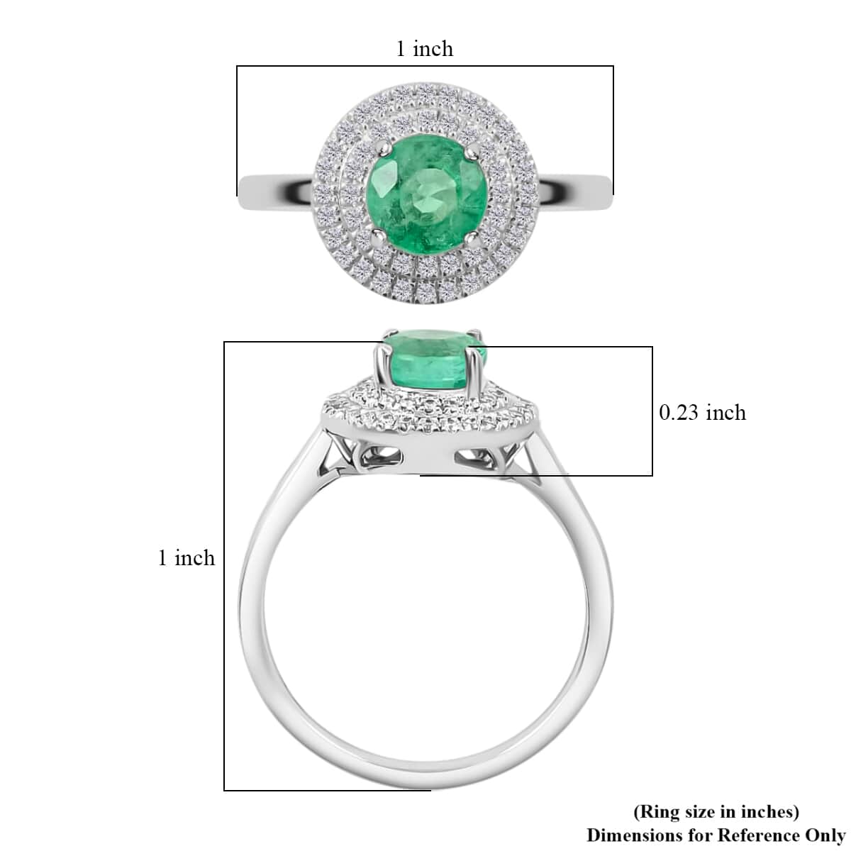 RHAPSODY AAAA Kagem Zambian Emerald and Diamond E-F VS Double Halo Ring in 950 Platinum (Size 9.0) 6.30 Grams 1.25 ctw image number 3