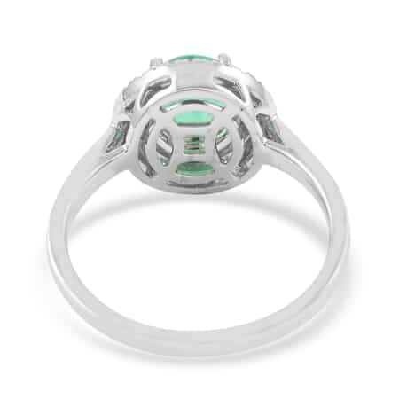 Rhapsody 950 Platinum AAAA Kagem Zambian Emerald and E-F VS Diamond Double Halo Ring (Size 8.0) 6.30 Grams 1.25 ctw image number 3