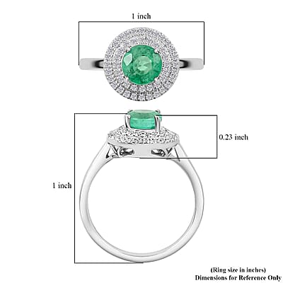Rhapsody 950 Platinum AAAA Kagem Zambian Emerald and E-F VS Diamond Double Halo Ring (Size 9.0) 6.30 Grams 1.25 ctw