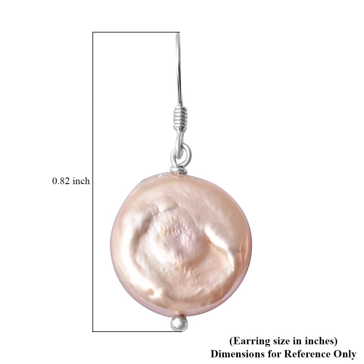 Peach Coin Keshi Pearl Earrings in Rhodium Over Sterling Silver image number 4