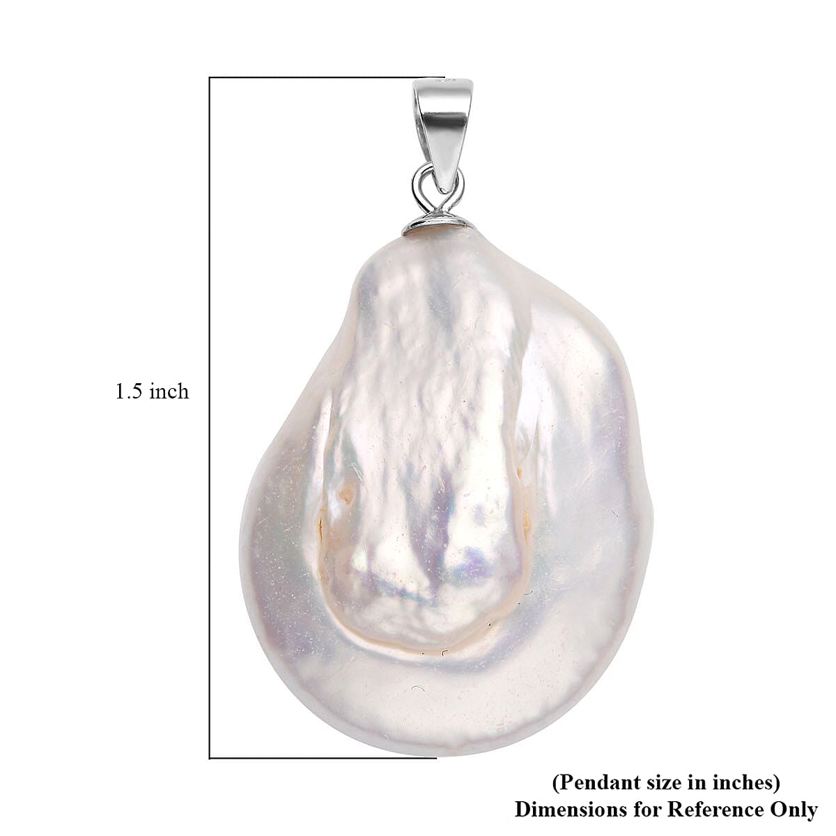White Keshi Pearl Solitaire Pendant in Rhodium Over Sterling Silver