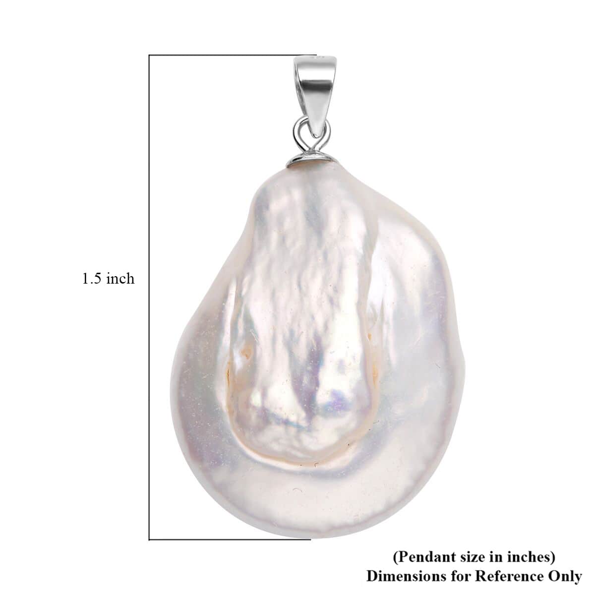 White Coin Keshi Pearl Pendant in Rhodium Over Sterling Silver 25.00 ctw image number 4