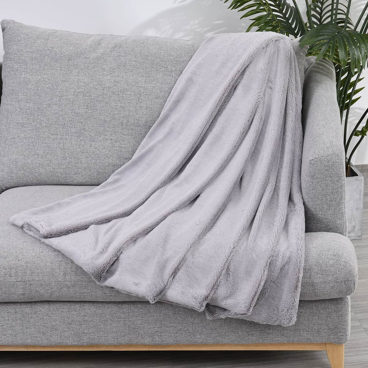 Homesmart Gray Stock Solid Double Layers Rabbit Hair Throw image number 0