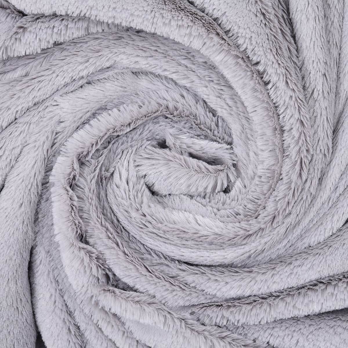 Homesmart Gray Stock Solid Double Layers Rabbit Hair Throw image number 4