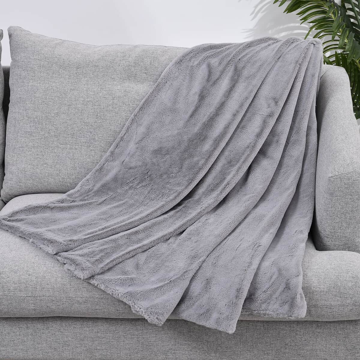 Homesmart Sea Green Stock Solid Double Layers Rabbit Hair Throw image number 0