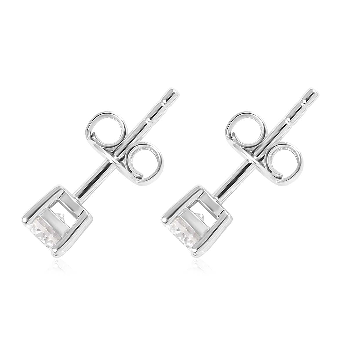 Moissanite VS EF Stud Earrings in Rhodium Over Sterling Silver 0.50 ctw image number 3