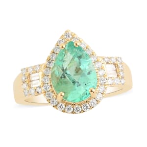 Iliana 18K Yellow Gold AAA Boyaca Colombian Emerald and G-H SI Diamond Ring (Size 7.0) 6.40 Grams 2.70 ctw