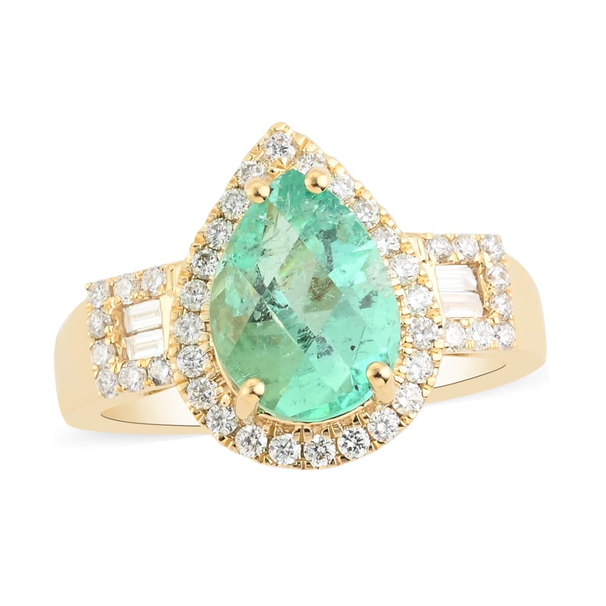 Iliana 18K Yellow Gold AAA Boyaca Colombian Emerald and G-H SI Diamond Ring (Size 7.0) 6.40 Grams 2.70 ctw image number 0