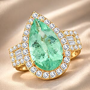Iliana AAA Boyaca Colombian Emerald and G-H SI Diamond 2.70 ctw Ring in 18K Yellow Gold (Size 7.0) 6.40 Grams 