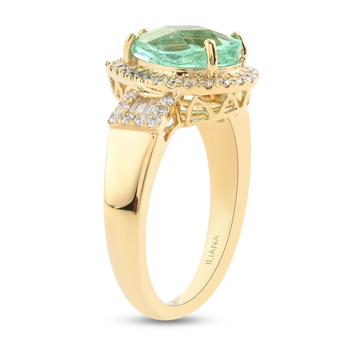 Iliana 18K Yellow Gold AAA Boyaca Colombian Emerald and G-H SI Diamond Ring (Size 7.0) 6.40 Grams 2.70 ctw image number 2