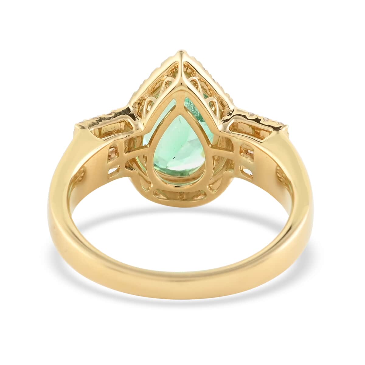 Iliana 18K Yellow Gold AAA Boyaca Colombian Emerald and G-H SI Diamond Ring (Size 7.0) 6.40 Grams 2.70 ctw image number 3
