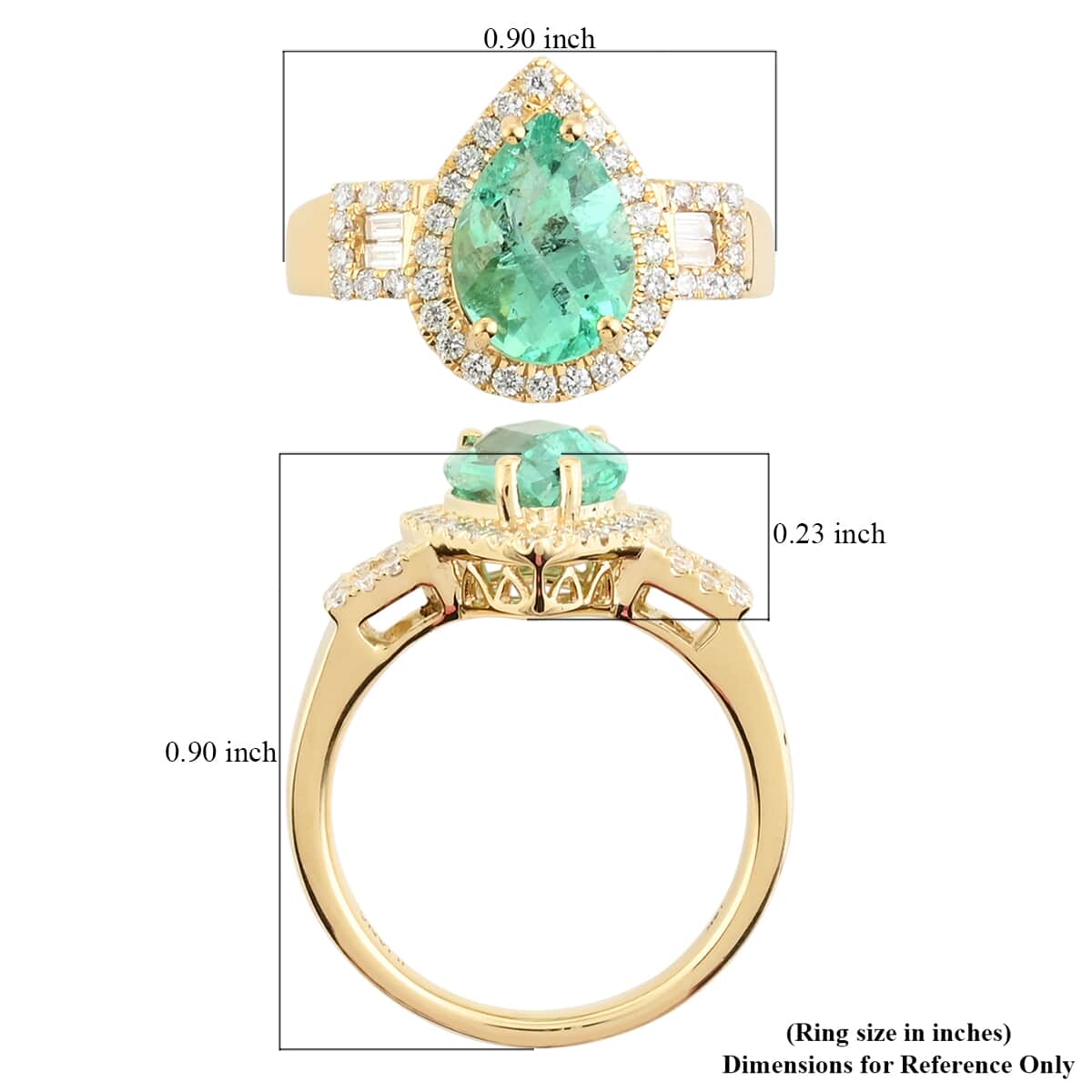 Iliana 18K Yellow Gold AAA Boyaca Colombian Emerald and G-H SI Diamond Ring (Size 7.0) 6.40 Grams 2.70 ctw image number 4