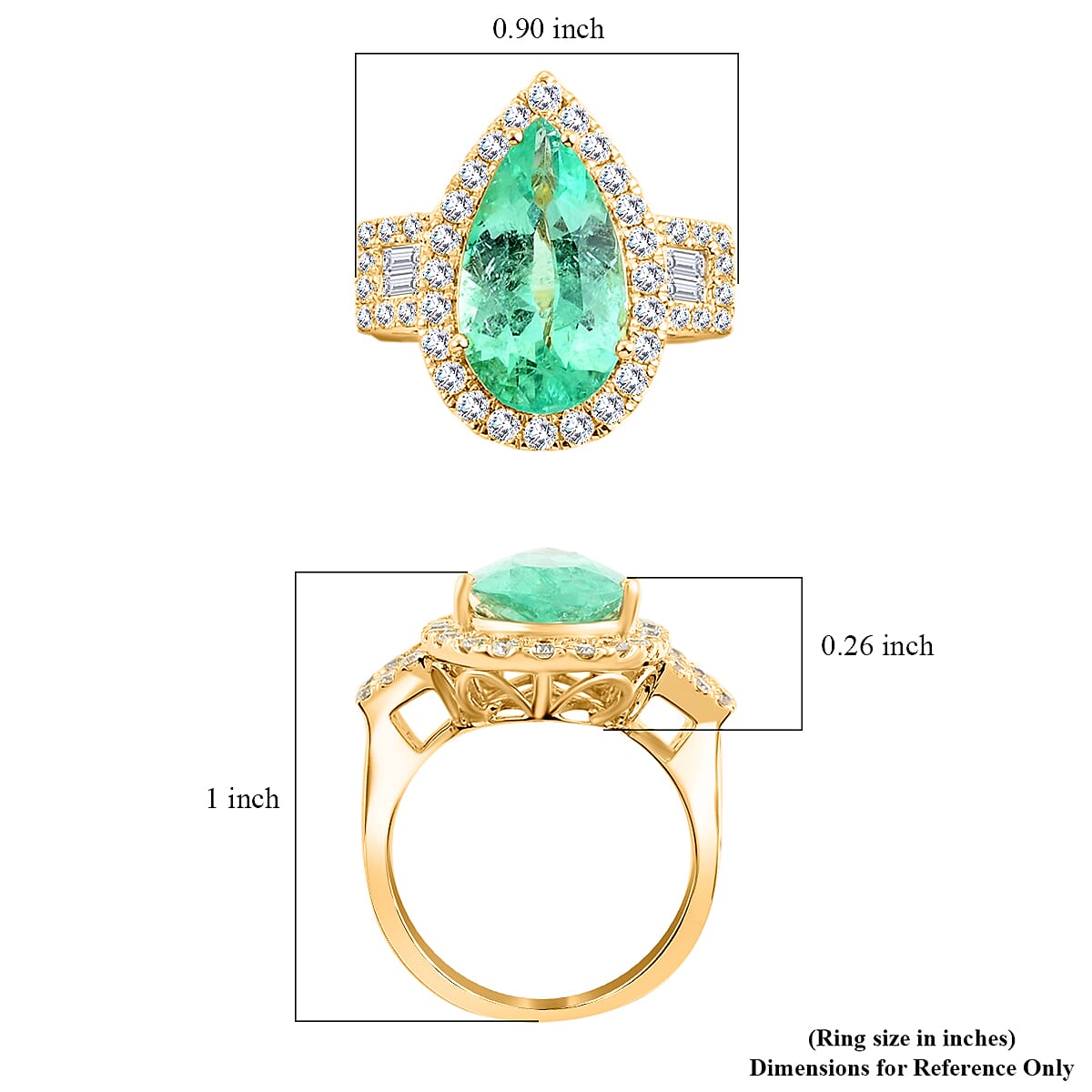 Iliana AAA Boyaca Colombian Emerald and G-H SI Diamond 2.70 ctw Ring in 18K Yellow Gold (Size 7.0) 6.40 Grams