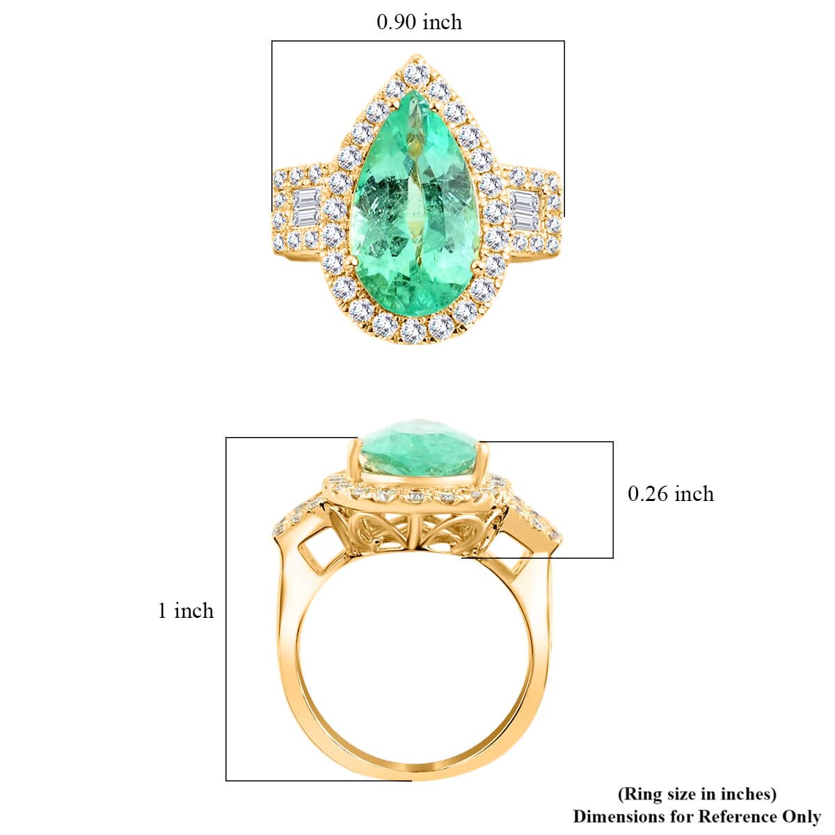 Iliana 18K Yellow Gold AAA Boyaca Colombian Emerald and G-H SI Diamond Halo Ring (Size 7.0) 10.50 Grams 6.40 ctw image number 5