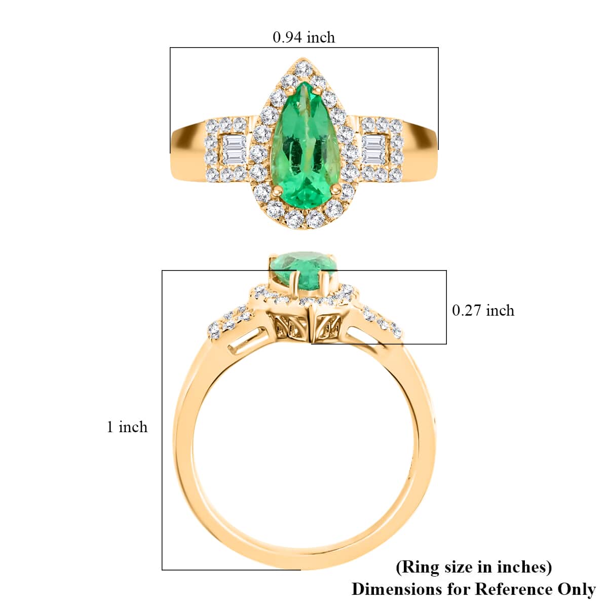 One Of A Kind Iliana 18K Yellow Gold AAA Boyaca Colombian Emerald and G-H SI Diamond Ring (Size 7.0) 5.86 Grams 1.60 ctw image number 4