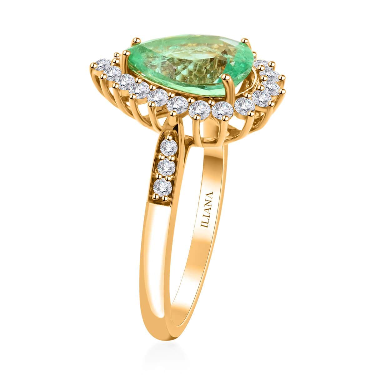 One Of A Kind Certified & Appraised Iliana 18K Yellow Gold AAA Boyaca Colombian Emerald and Diamond G-H SI Sunburst Ring (Size 7.0) 4 Grams 2.30 ctw image number 3