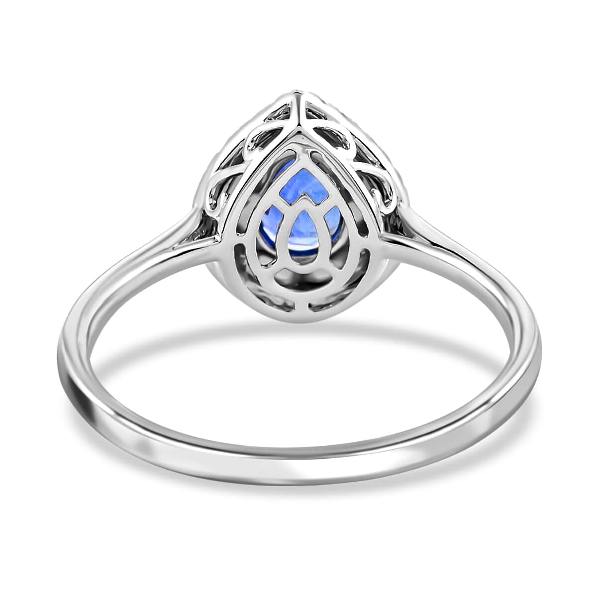 Iliana 18K White Gold AAA Royal Ceylon Sapphire and G-H SI Diamond Double Halo Ring (Size 7.0) 1.25 ctw image number 3